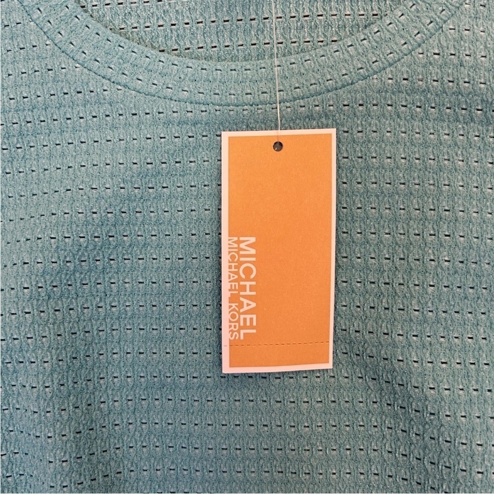 Michael Kors Women's Short Sleeves Turquoise Top Size M - Medium - NWT $98 - Picture 13 of 15